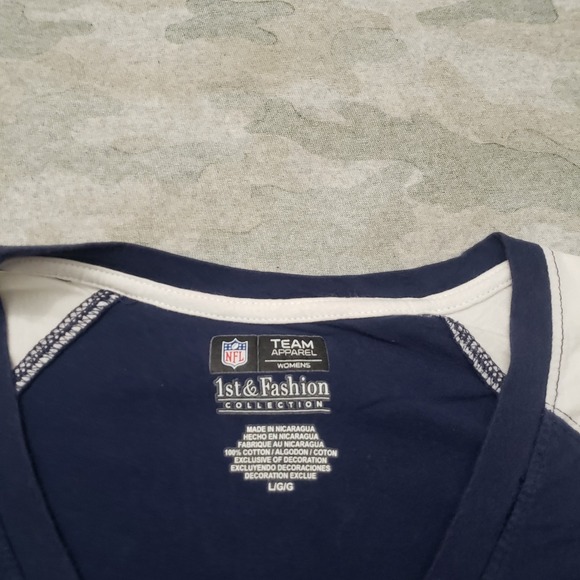 Denver Broncos Top Womens Large Blue NFL Team Apparel Short Sleeve Football - Picture 4 of 11